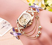 New Fashion Women Jewelry Four Leaf Clover Diamond Bracelet Watch with Beads Pendant
