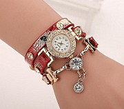 Fashion Women Diamond Pendant Leather Strap Wrist Watch